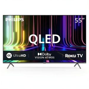 Philips 55 QLED 4K Smart Roku TV Dolby Vision Atmos-0