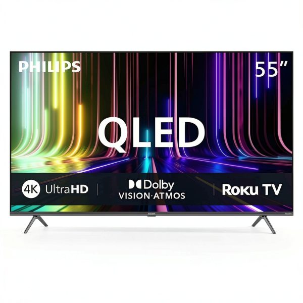 Philips 55 QLED 4K Smart Roku TV Dolby Vision Atmos-0